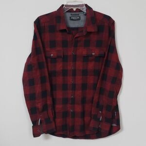 Kenneth Cole Shirt Mens Size Large Flannel Black Red Buffalo Plaid